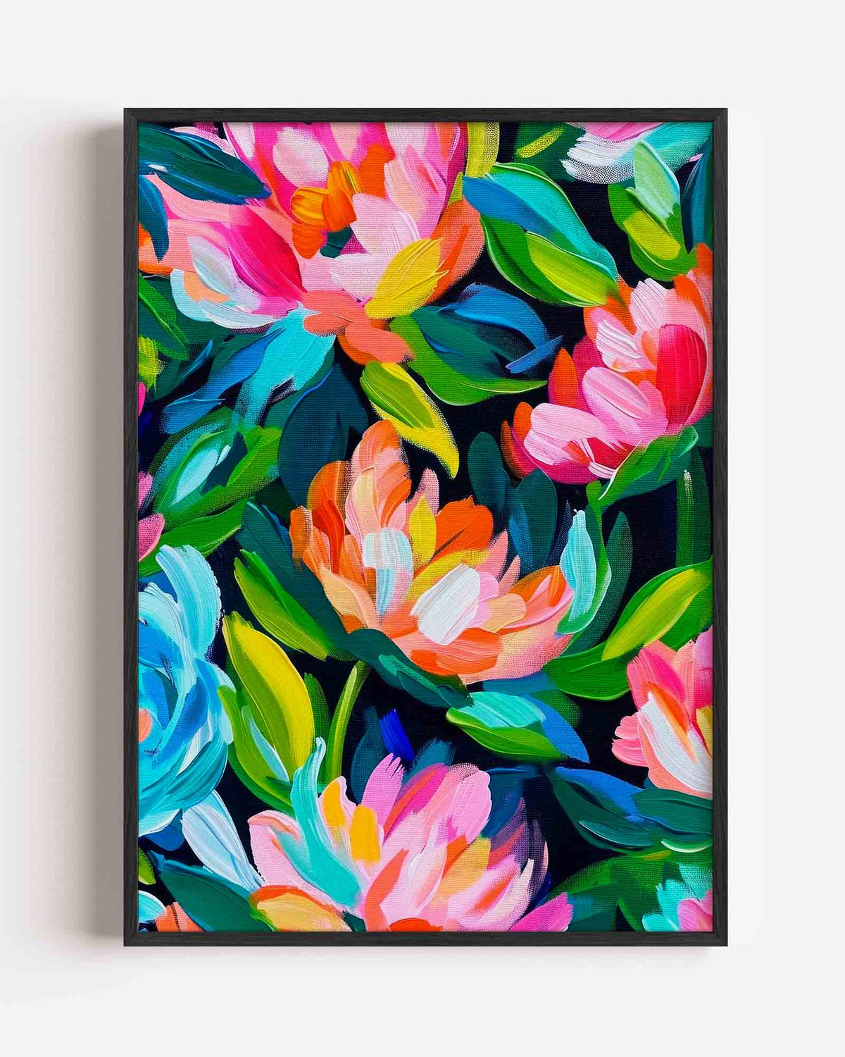 Bloemenexplosie – kleurrijke illustratie portret poster als wanddecoratie