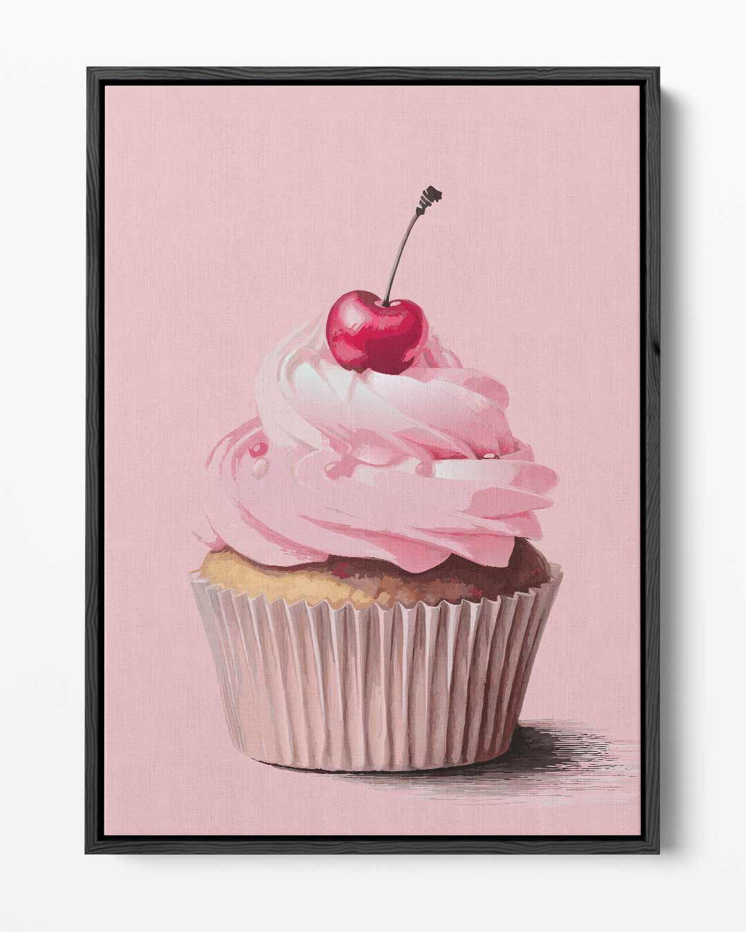 Zoete Baksels: Cherry Cupcake – portret kunstwerk als wanddecoratie