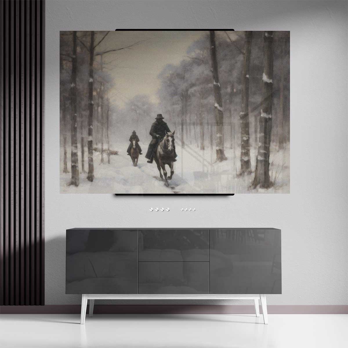 Winterse Ruiters in het Bos – plexiglas kunstwerk als wanddecoratie