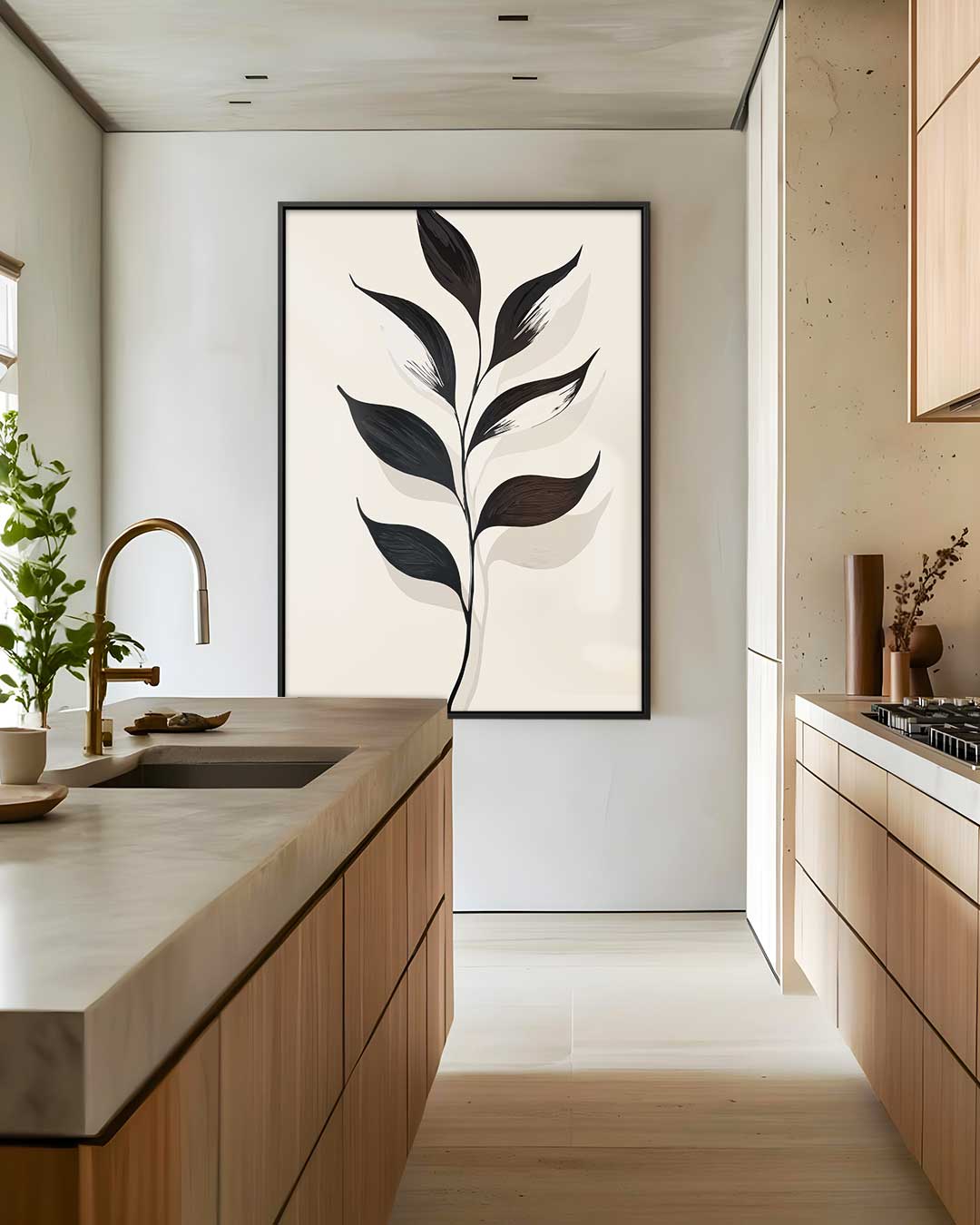 Minimalistische Botanische Illustratie – dibond wanddecoratie in staand formaat