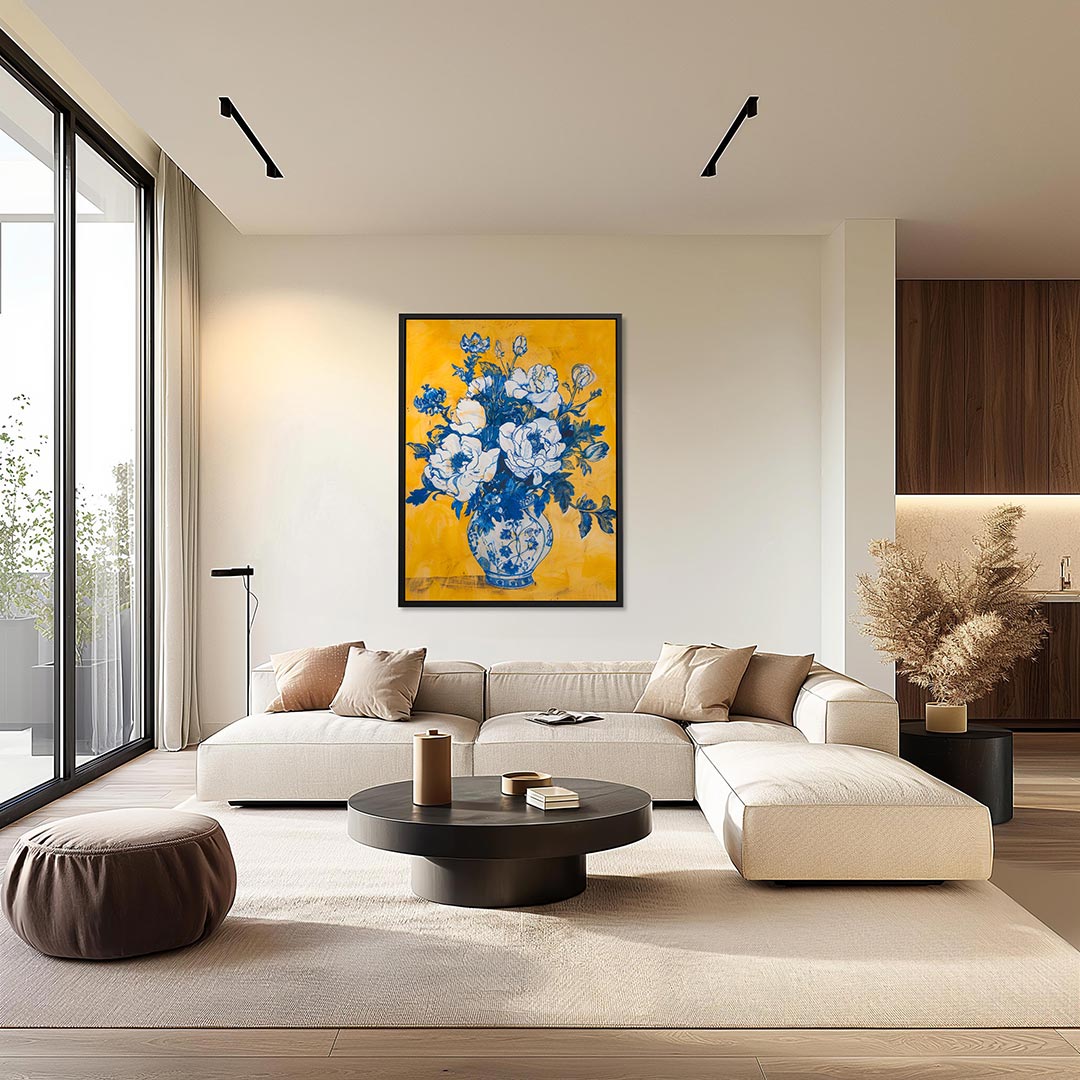 Bloemrijke compositie – kunstwerk als stijlvolle wanddecoratie