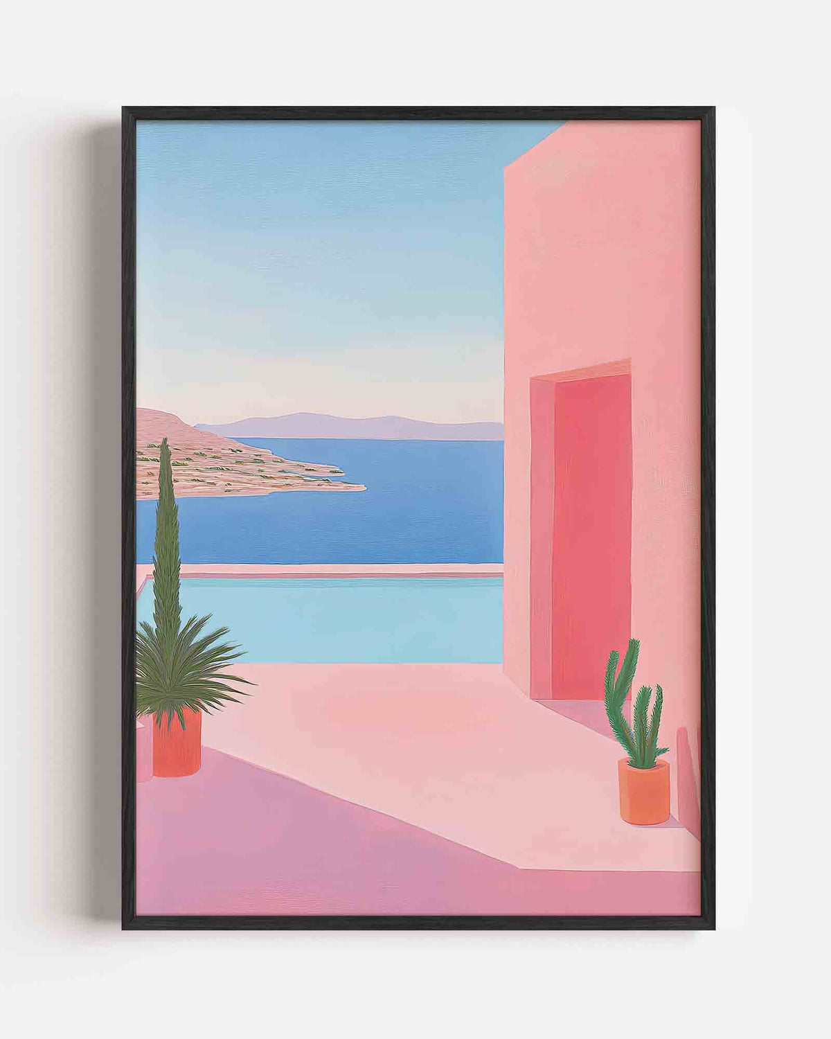 Zomerse kust – dromerige illustratie poster als wanddecoratie