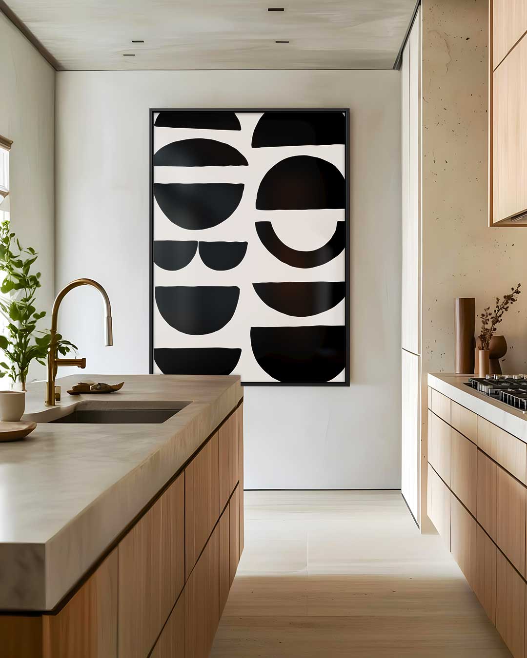 Geometrische Schaduwpatronen – dibond wanddecoratie in staand formaat