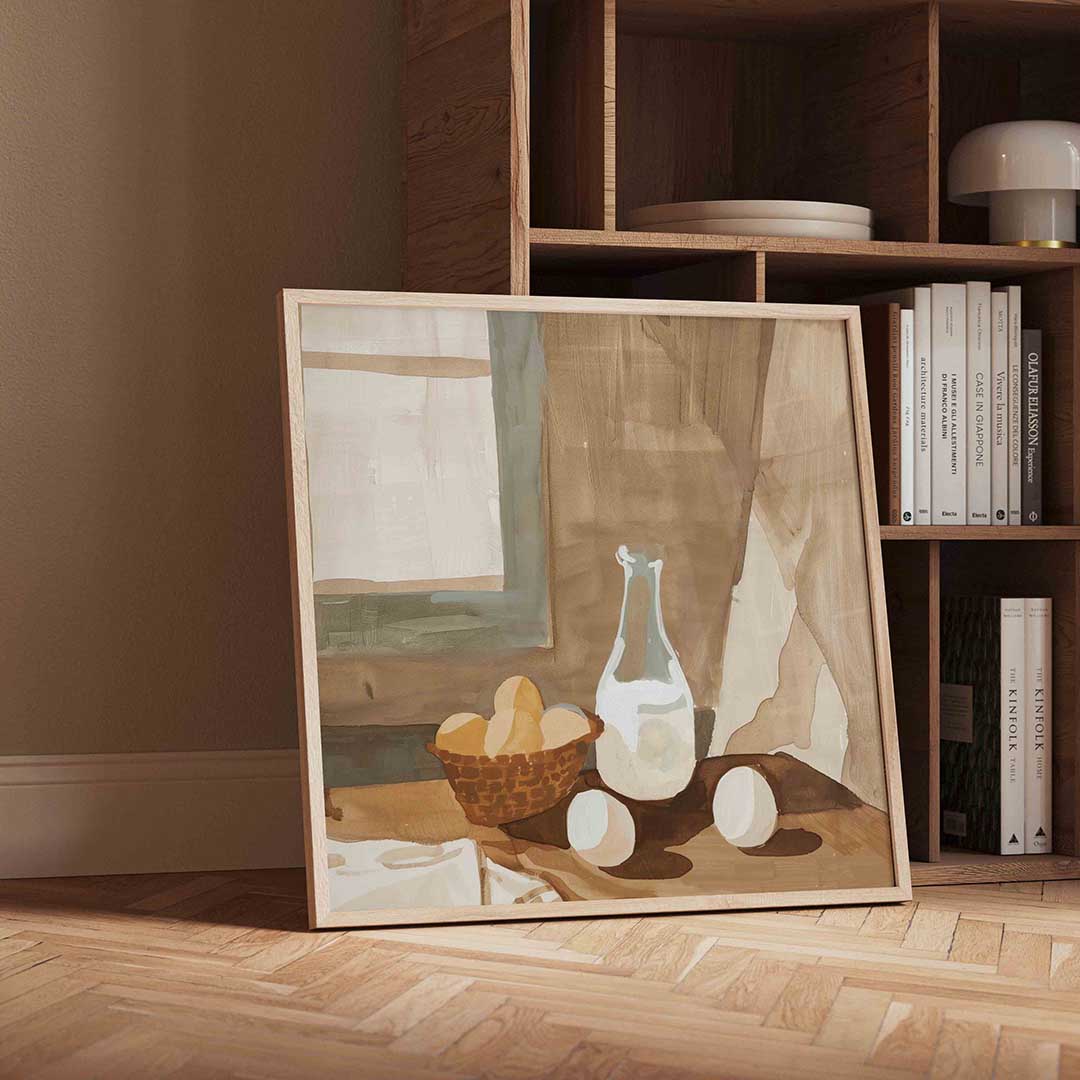 Stilleven met eieren – moderne wandkunst als vierkante poster