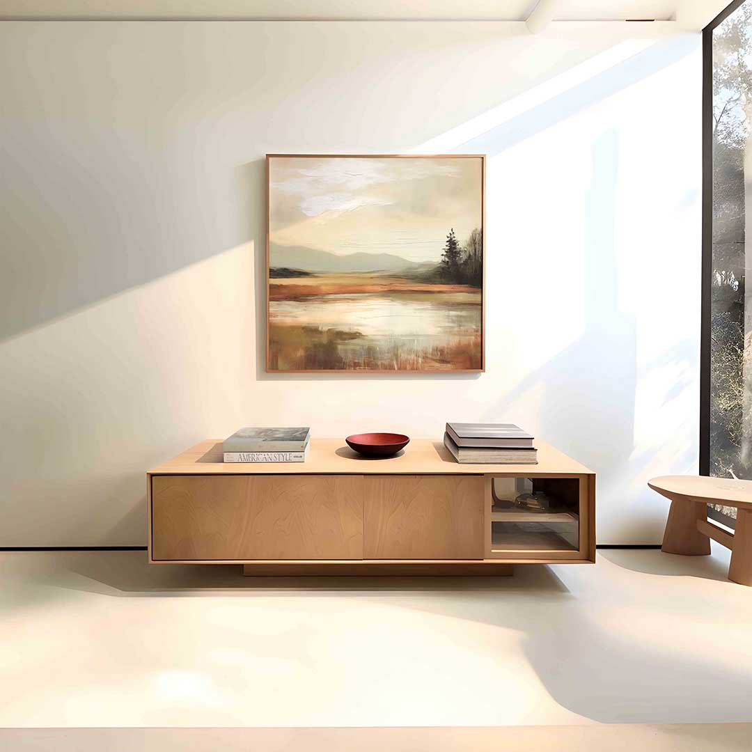 Landschap met bomen – vierkante abstracte wanddecoratie van WallArtistic