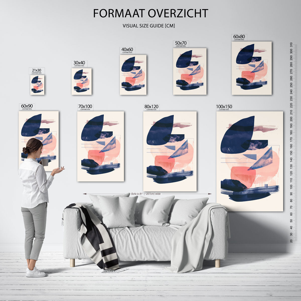 Abstracte vormen – staande muurposter met hedendaagse illustratie