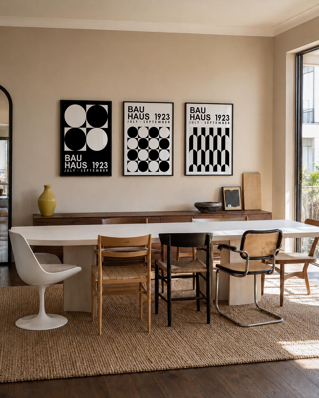 Cirkel en vierkant posterset – tweede productweergave – deze posterset in drie delen toont een spel van zwarte en witte
