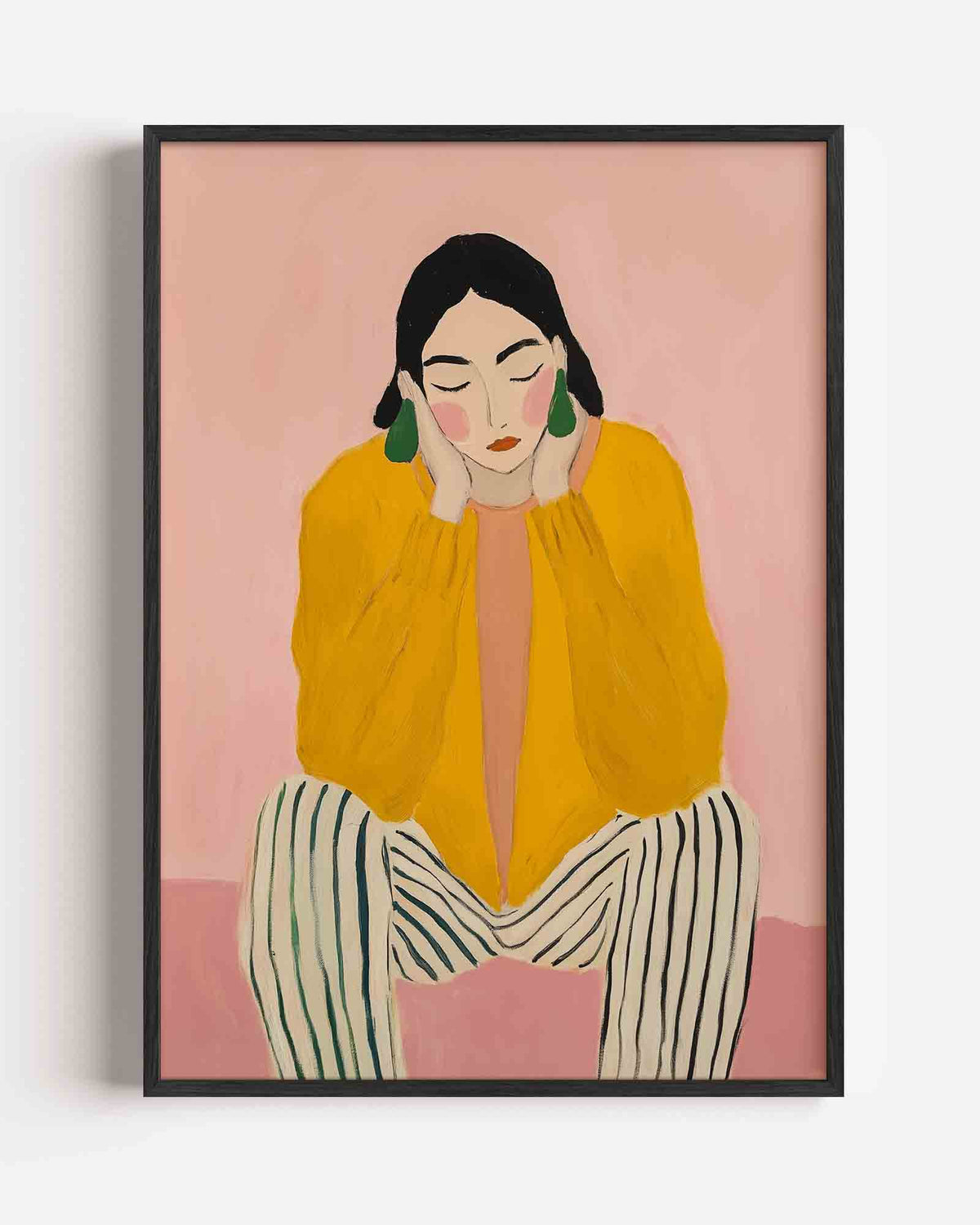 Vrouw in gele trui – moderne portret poster als wanddecoratie