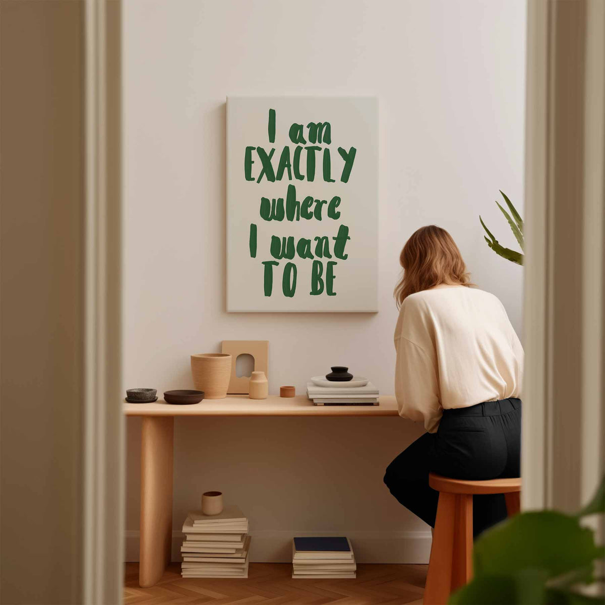 Inspirerende Wandtekst: "Exactly Where I Want to Be" – plexiglas wanddecoratie in portret formaat