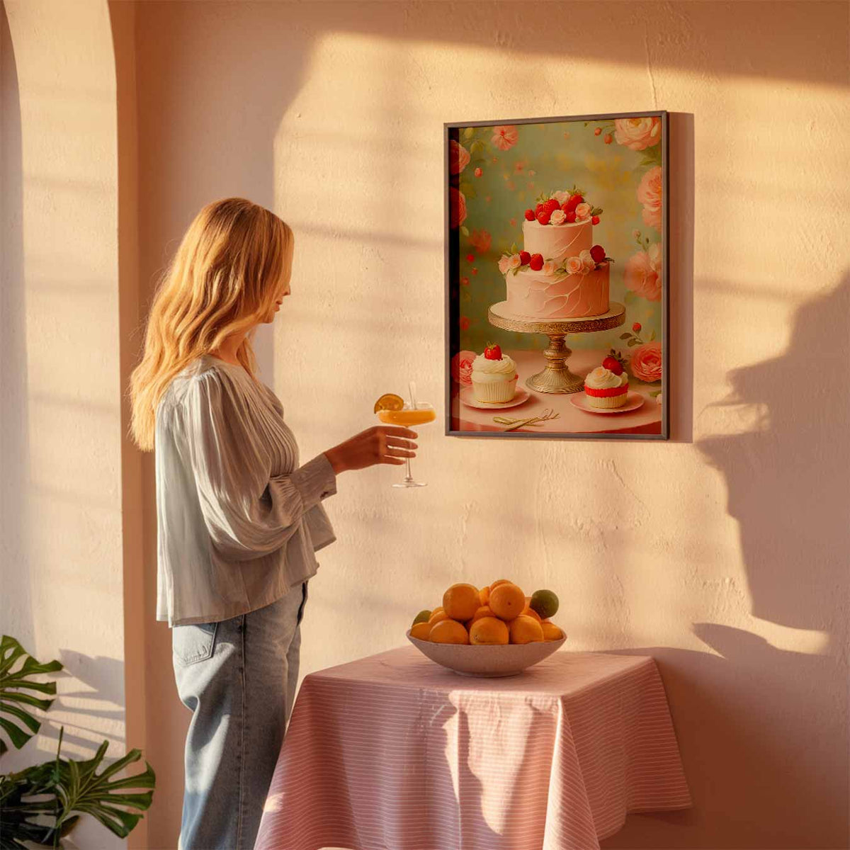 Romantische Bloemen & Taarten – keuken poster als sfeervolle staande wanddecoratie