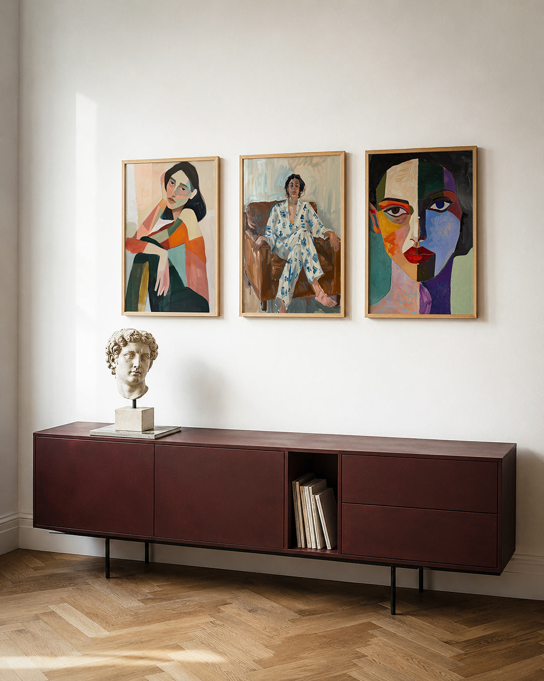 Vorm en kleurenspel posterset – tweede productweergave – deze posterset in drie delen toont een intrigerend
