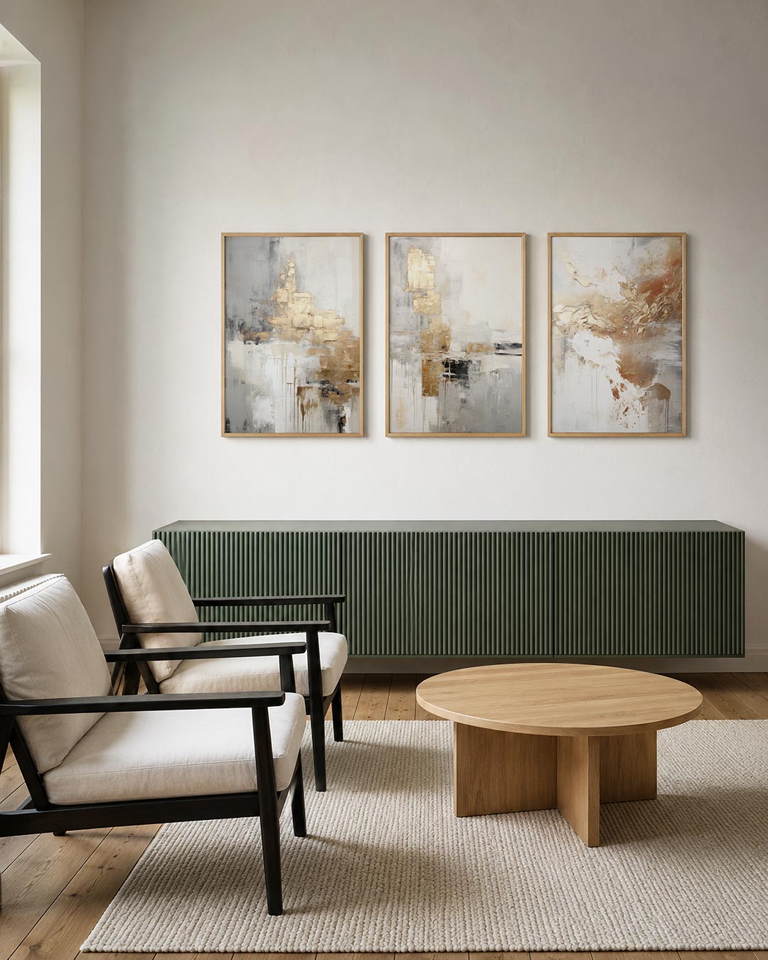Gouden textuur posterset – derde productweergave – deze posterset in drie delen toont een spel van gouden en