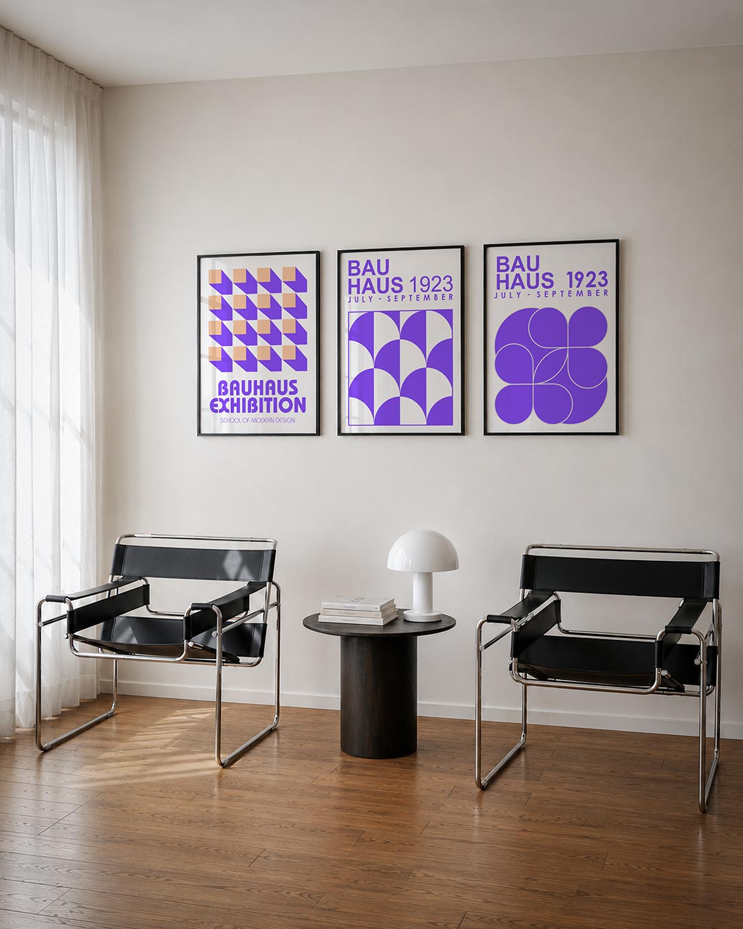 Vorm en schaduw posterset – derde productweergave – deze posterset in drie delen toont een ritmisch patroon van