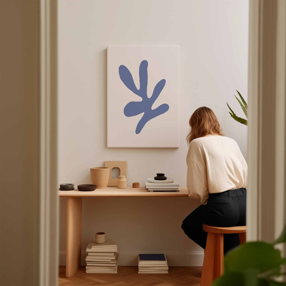 Blauwe Dans – staand kunstwerk voor modern interieur