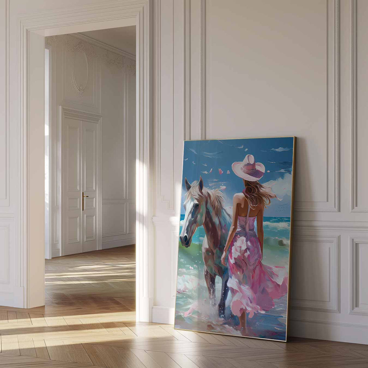 Strandavontuur met Paarden – paas poster als vrolijke staande wanddecoratie