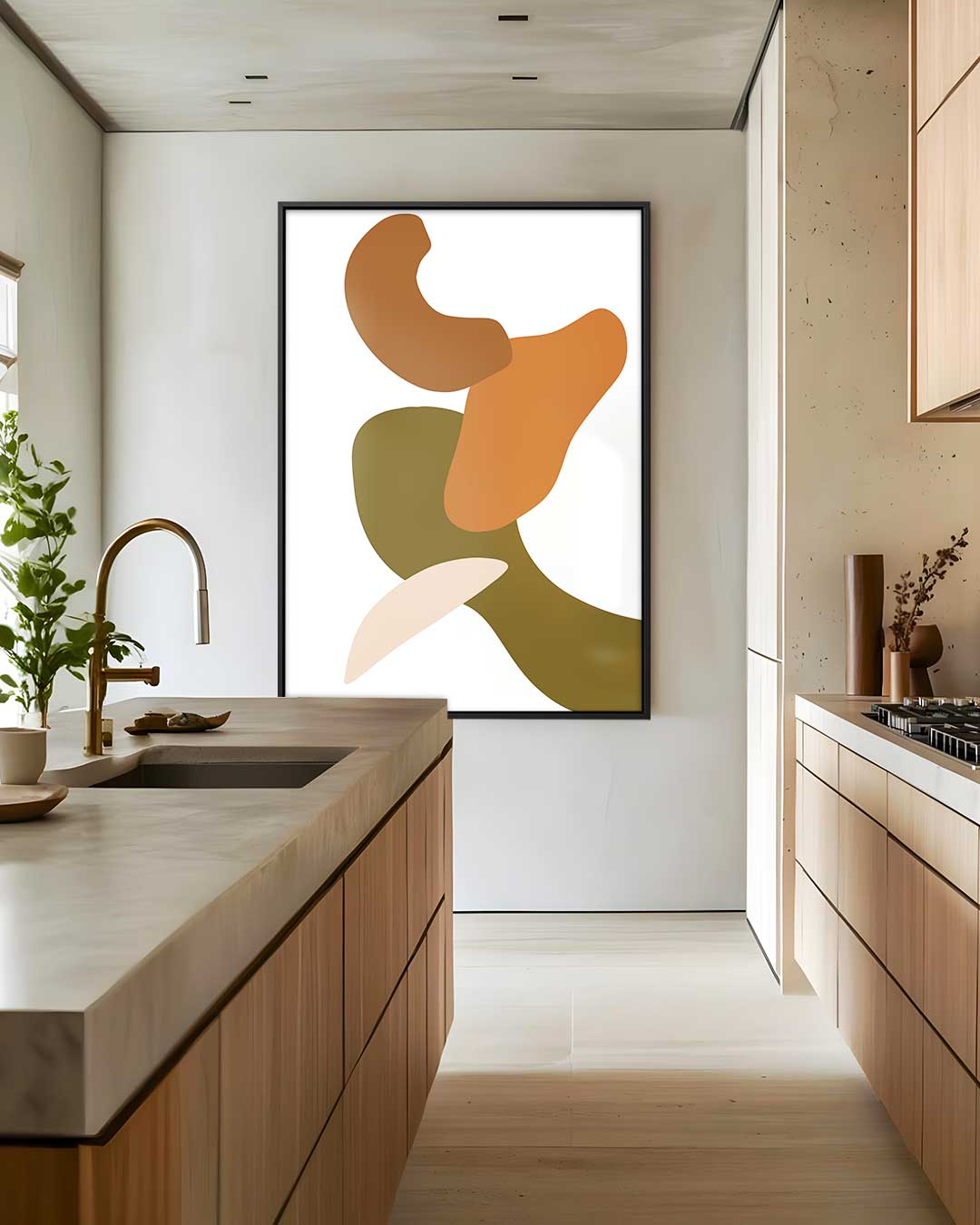 Aards Abstract – dibond wanddecoratie in staand formaat