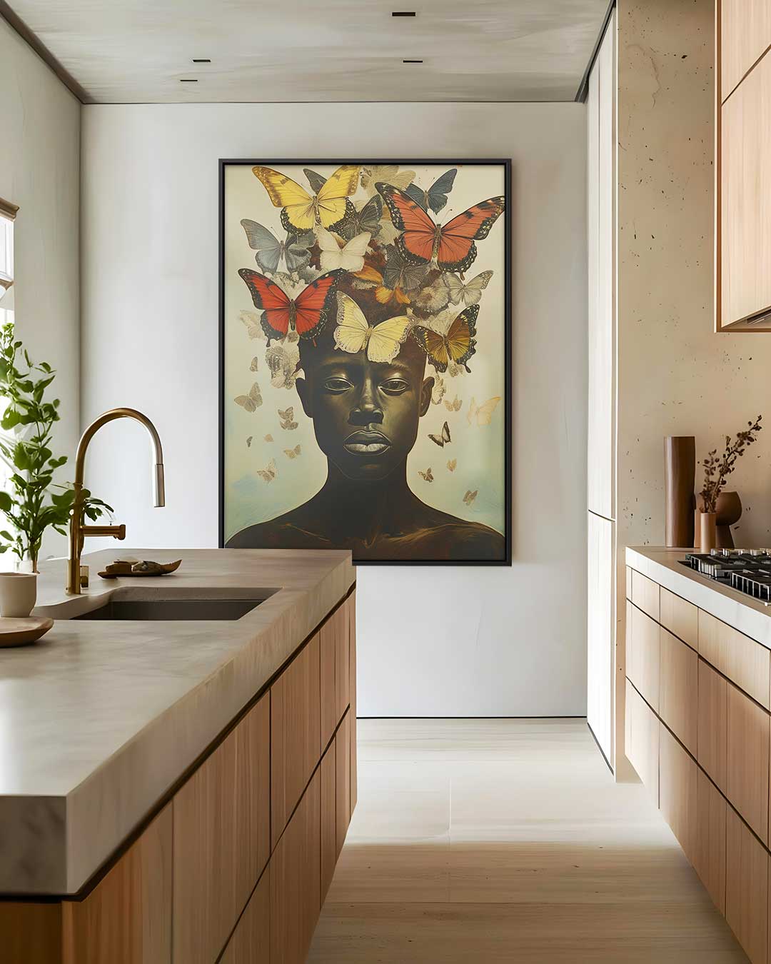Vlinder Transformatie – modern portret kunstwerk van WallArtistic