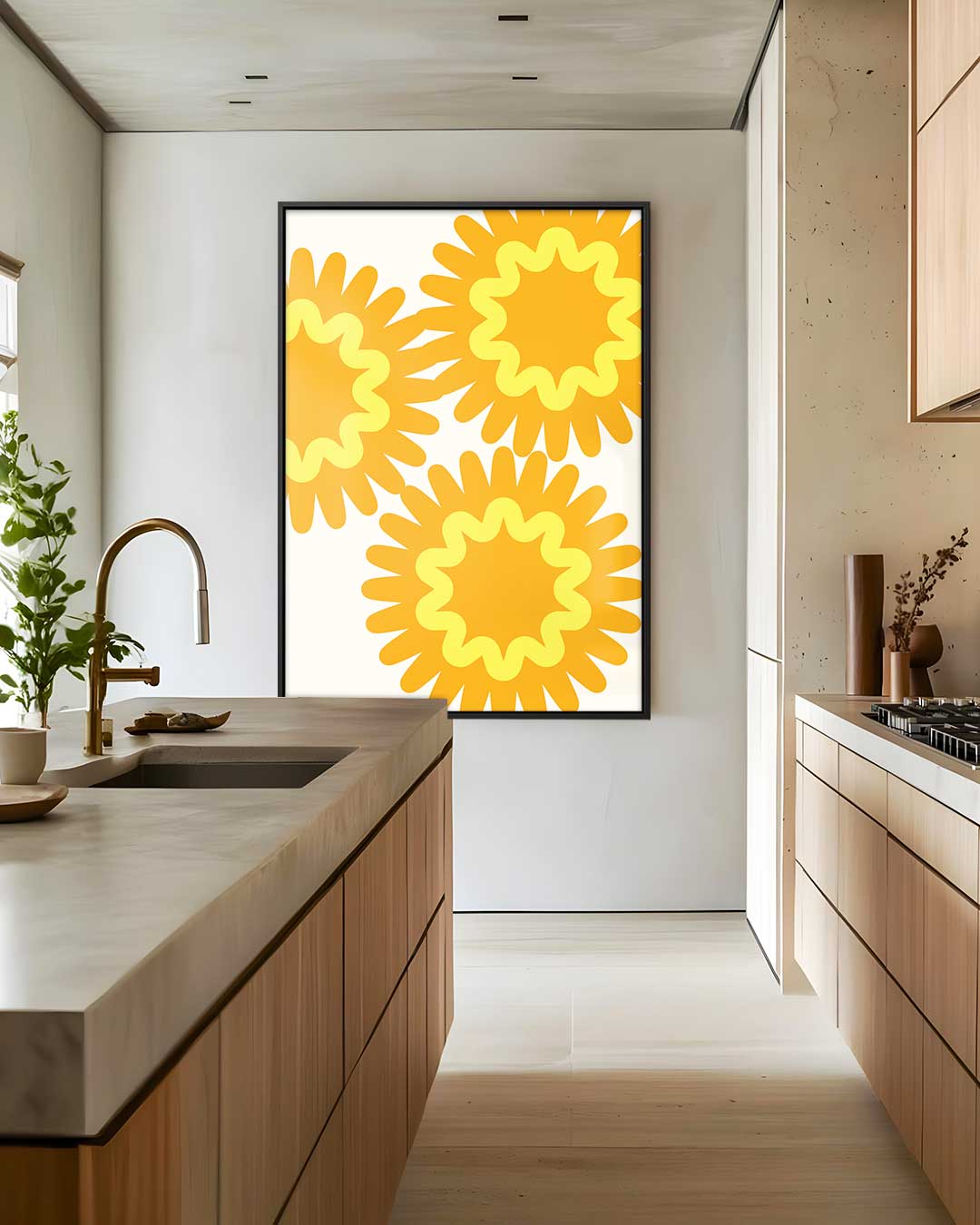 Zonnige Bloemexplosie – plexiglas wanddecoratie in portret formaat