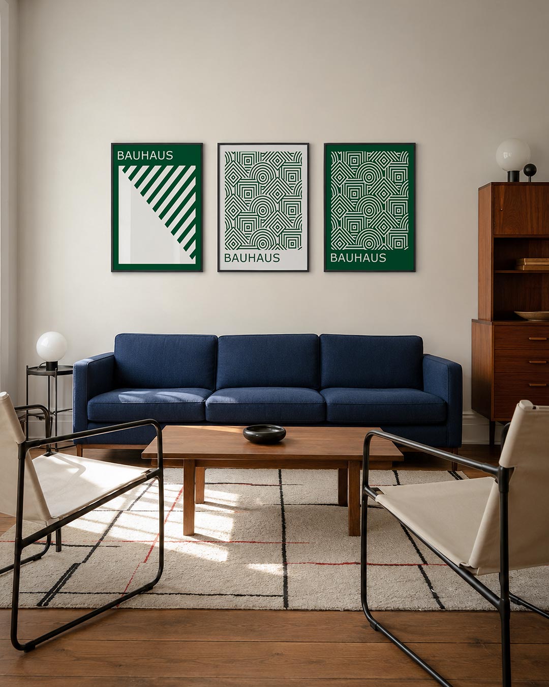 Diagonal ritme driedelige posterset – deze posterset in drie delen toont een speels lijnenspel van diagonale strepen in