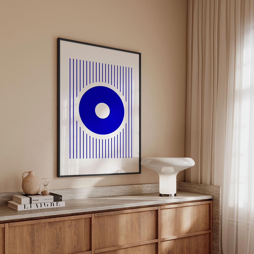 Cirkels en lijnen – geometrische Bauhaus poster in staand formaat
