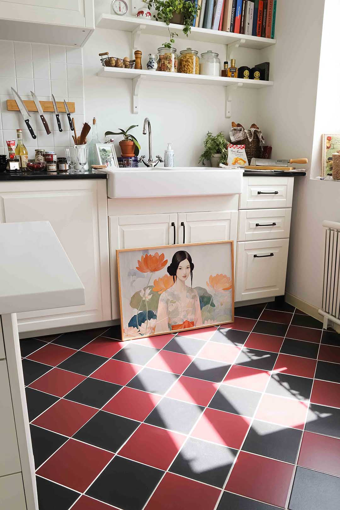 Vrouw met bloemen – culinaire wandkunst als landscape poster
