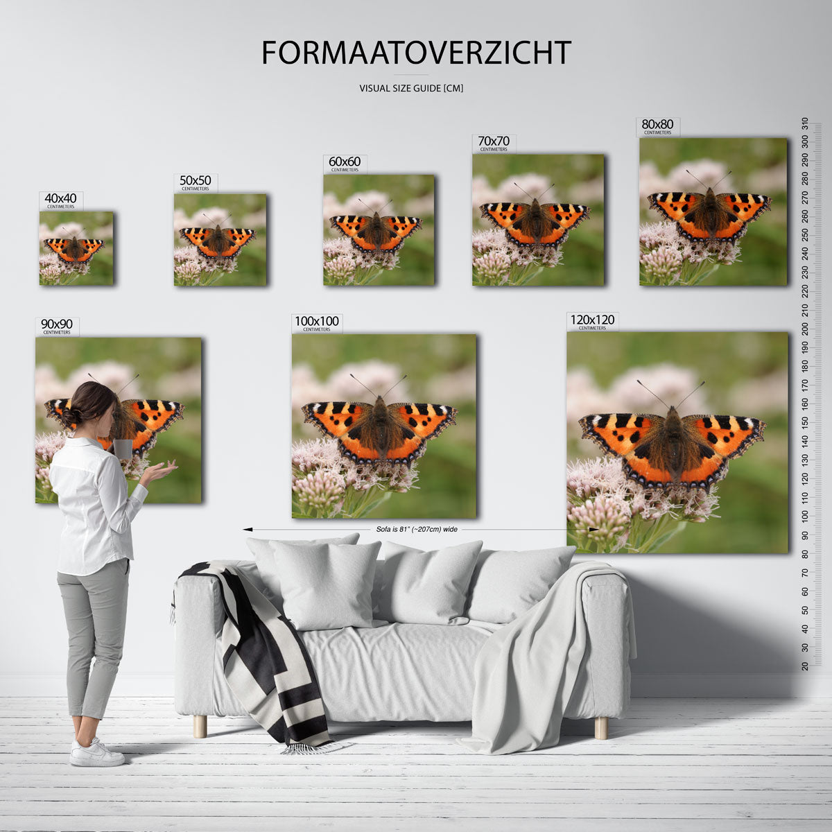 Vlinder op bloem kunstwerk – materiaalweergave – deze kunstwerk toont een kleurrijke vlinder met oranje en zwarte vleugels
