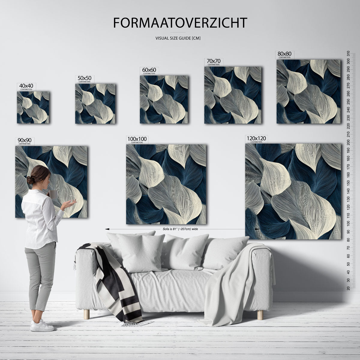 Bladpatroon – vierkante muurposter met abstracte vormen