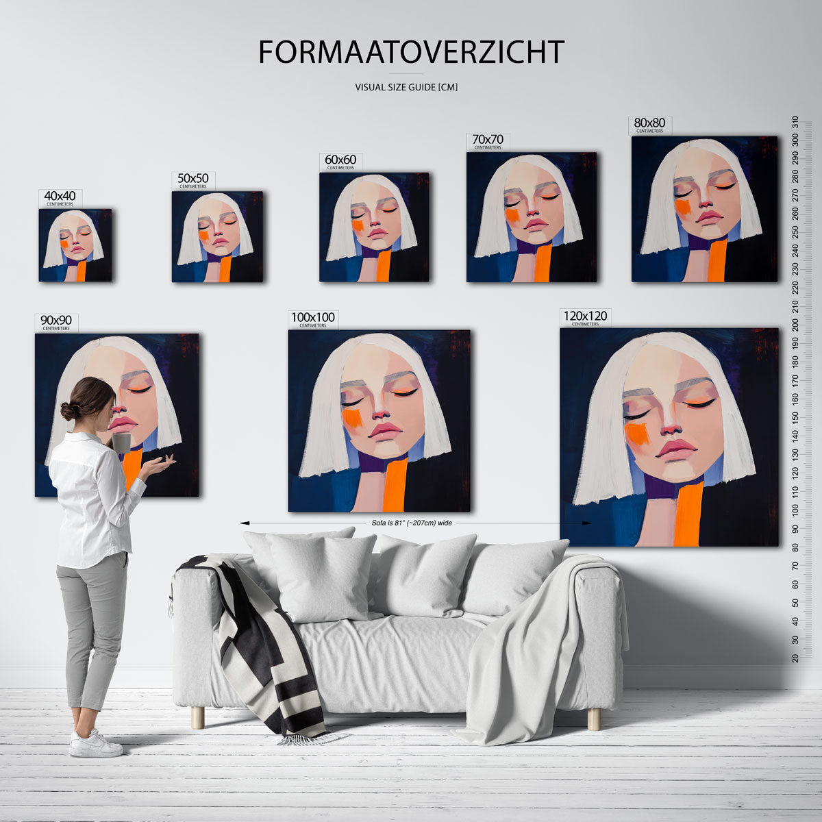 Vrouwelijk gezicht – vierkante muurposter voor een modern interieur