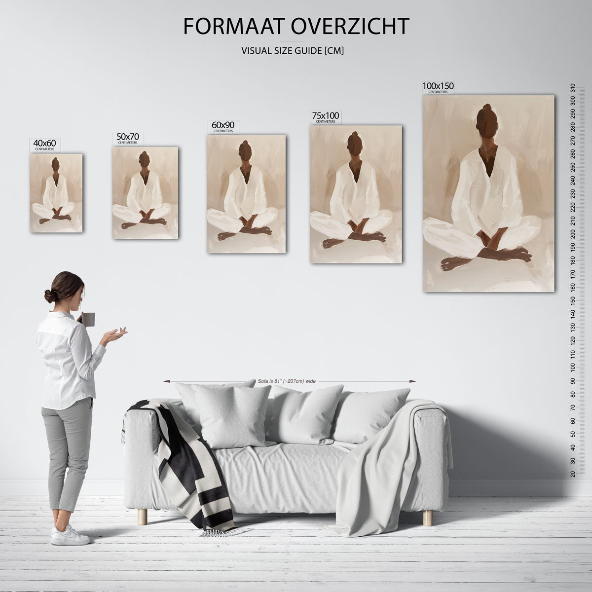 Zittende vrouw – moderne staande wandkunst