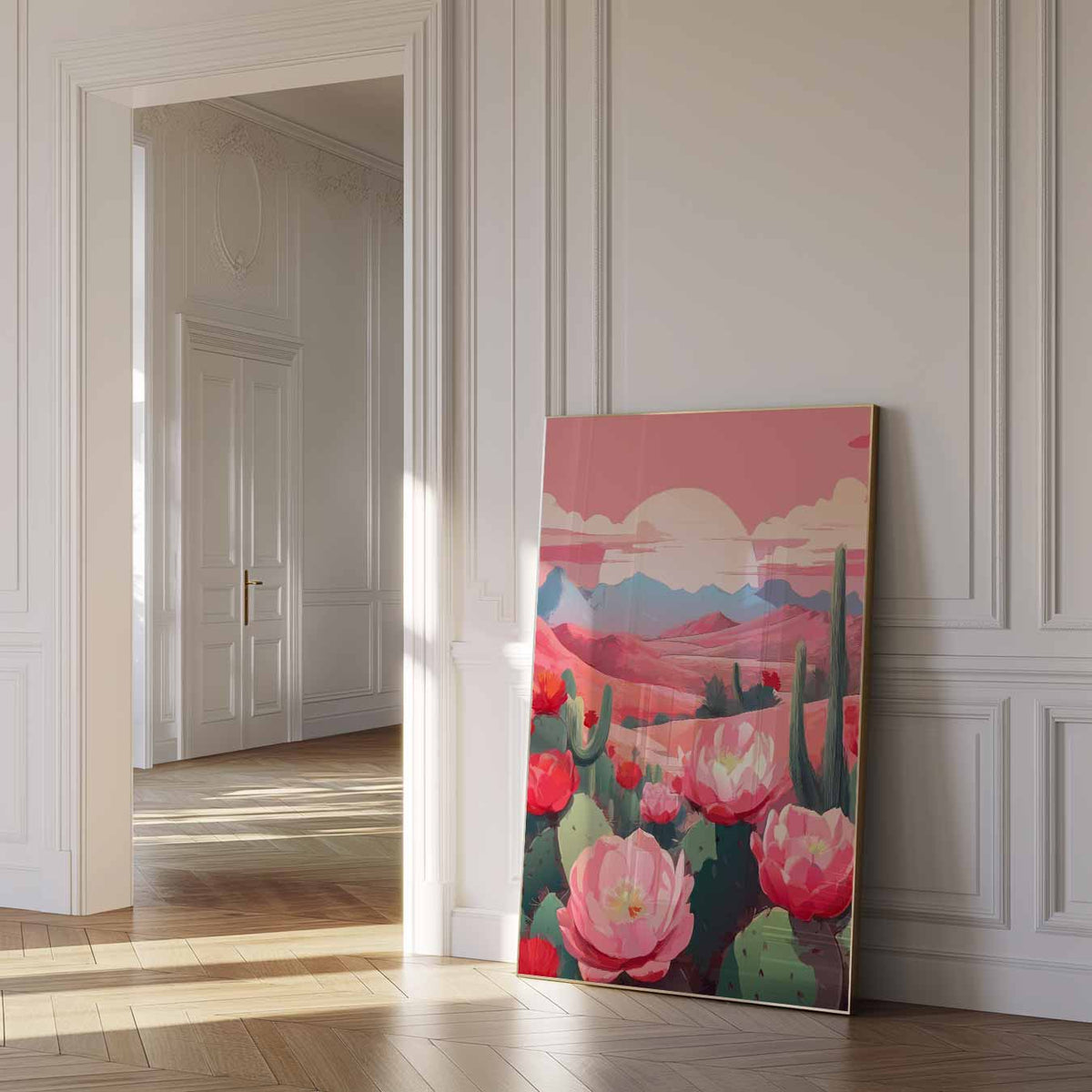 Cactus Bloemenlandschap – paas poster als vrolijke staande wanddecoratie