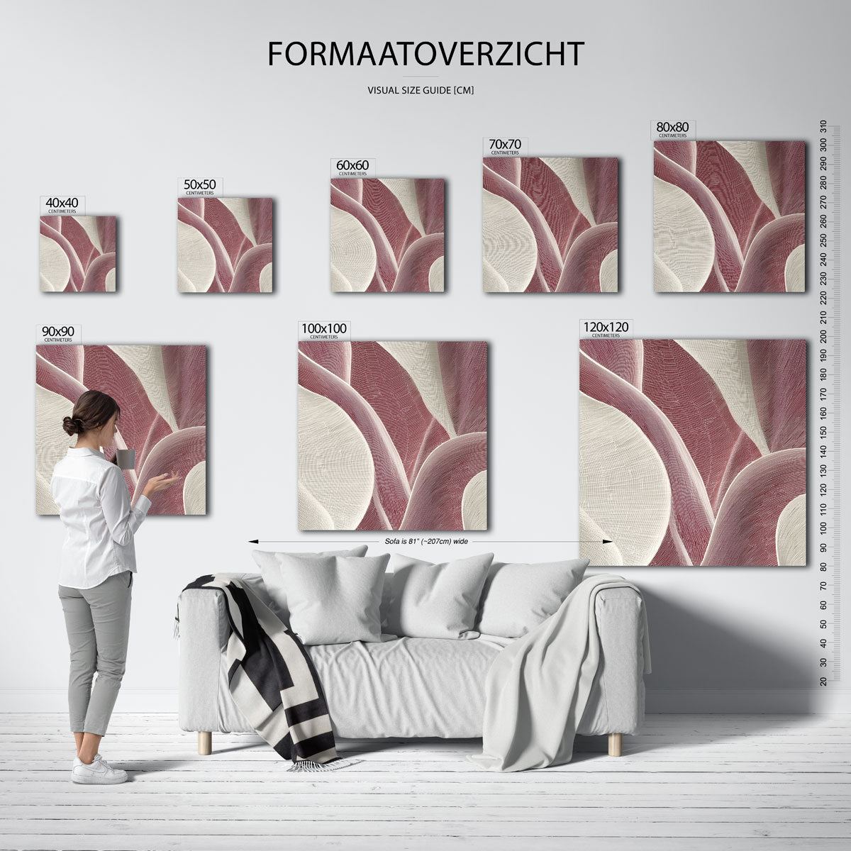 Golvende lijnen – vierkante muurposter met abstracte vormen