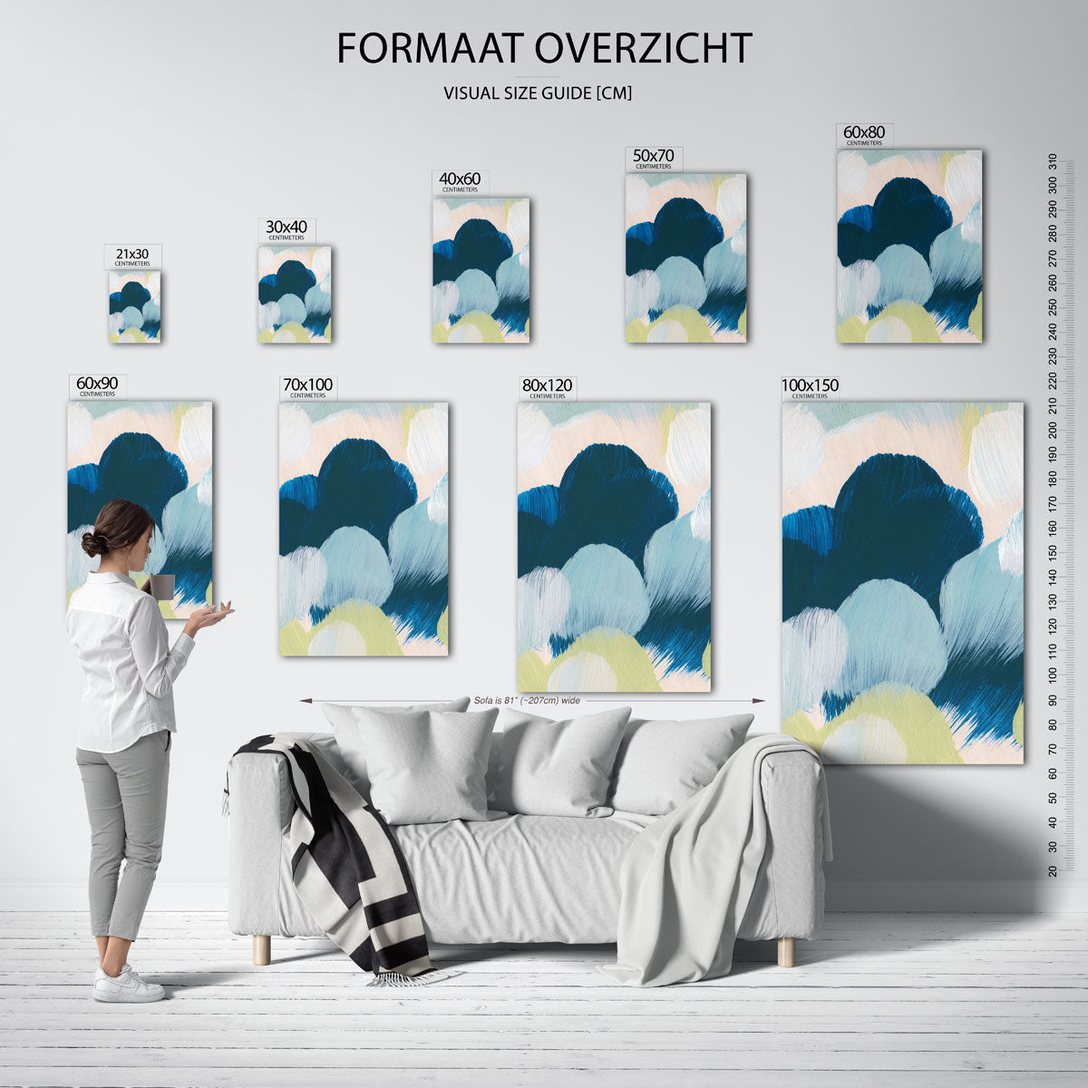 Abstracte wolken – staande muurposter met artistieke uitstraling