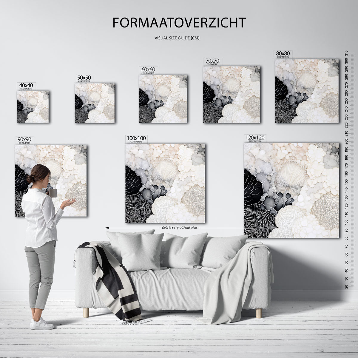 Organische vormen – vierkante muurposter met zachte abstracte vormen