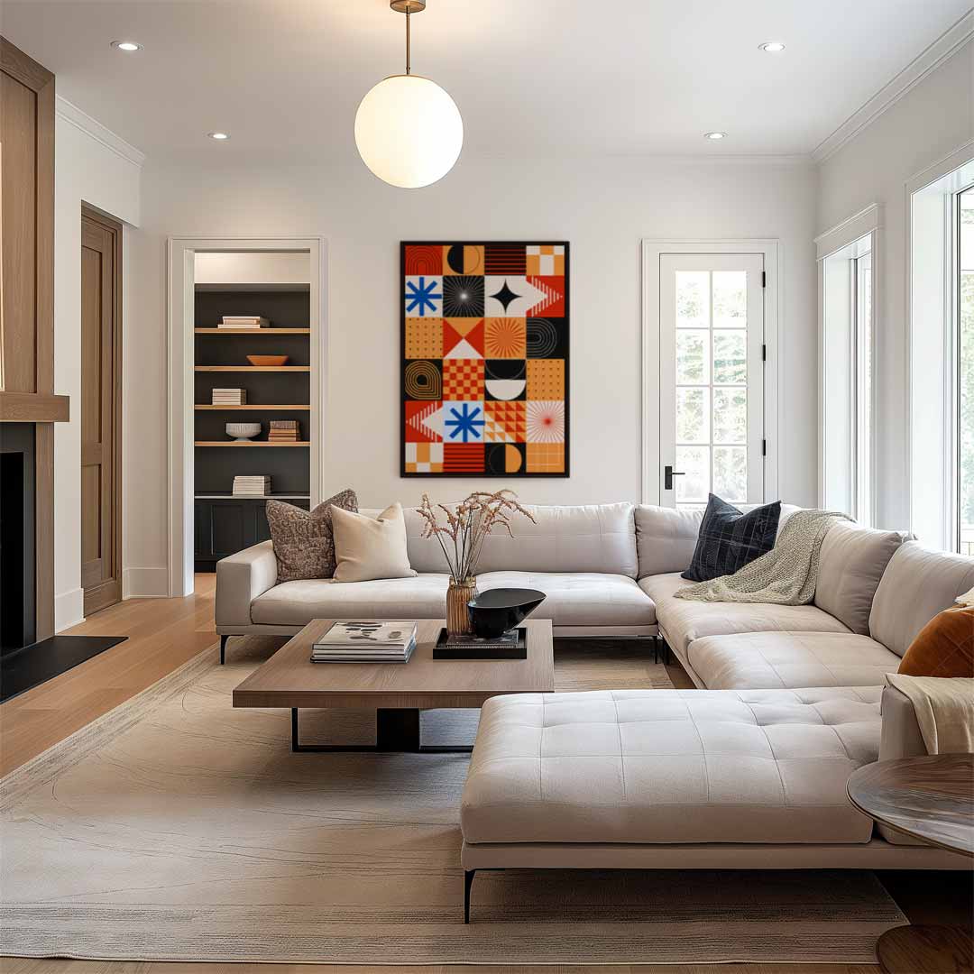 Retro Geometrisch Kunstwerk – staand kunstwerk voor modern interieur