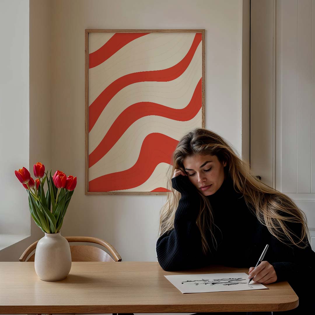 Waving Diva – staande muurposter met kleurrijke abstracte vormen