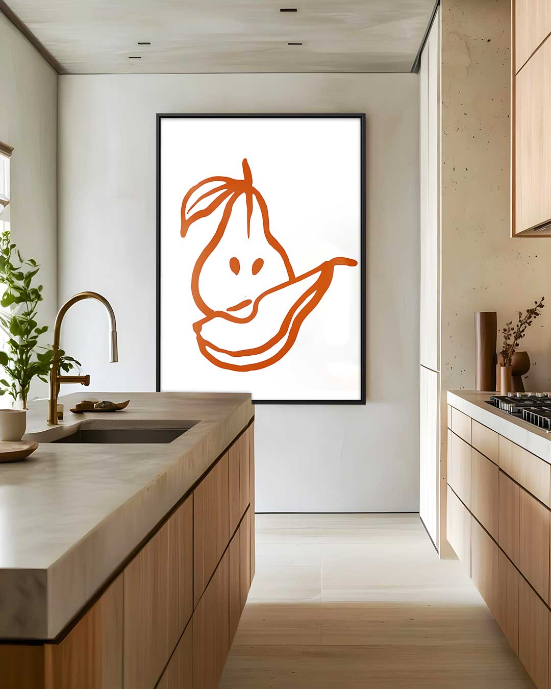 Abstracte Peer en Banaan – staand kunstwerk voor modern interieur