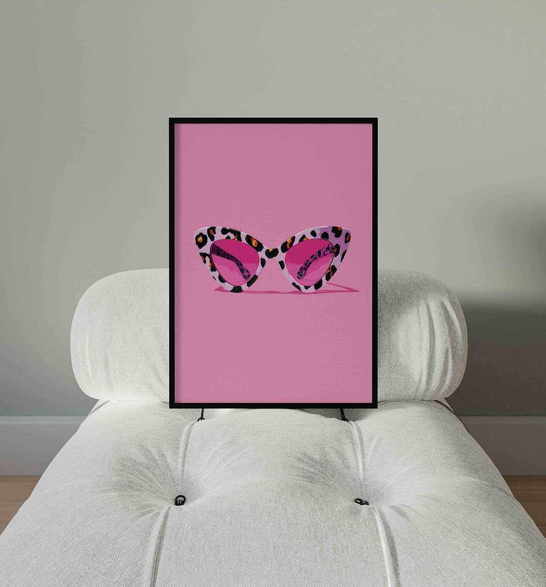 Zonnebril met luipaardprint – staande Pop Art wanddecoratie van WallArtistic
