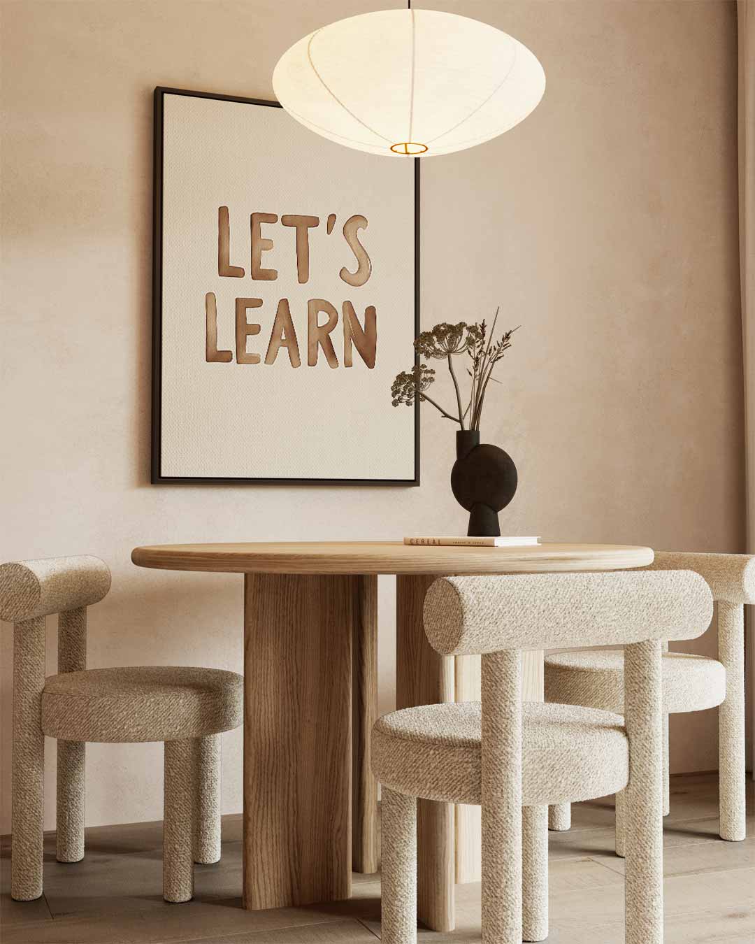 Let's Learn Inspirerende Poster – kunstwerk met zwarte baklijst