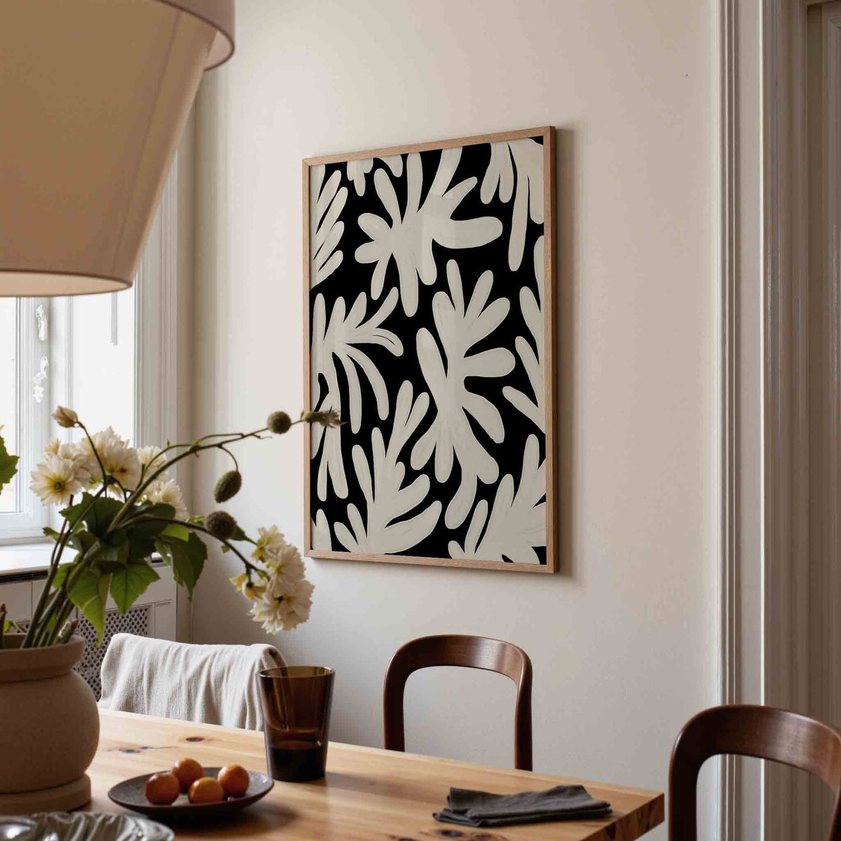 Abstracte bladeren – eigentijdse illustratie poster in staand formaat