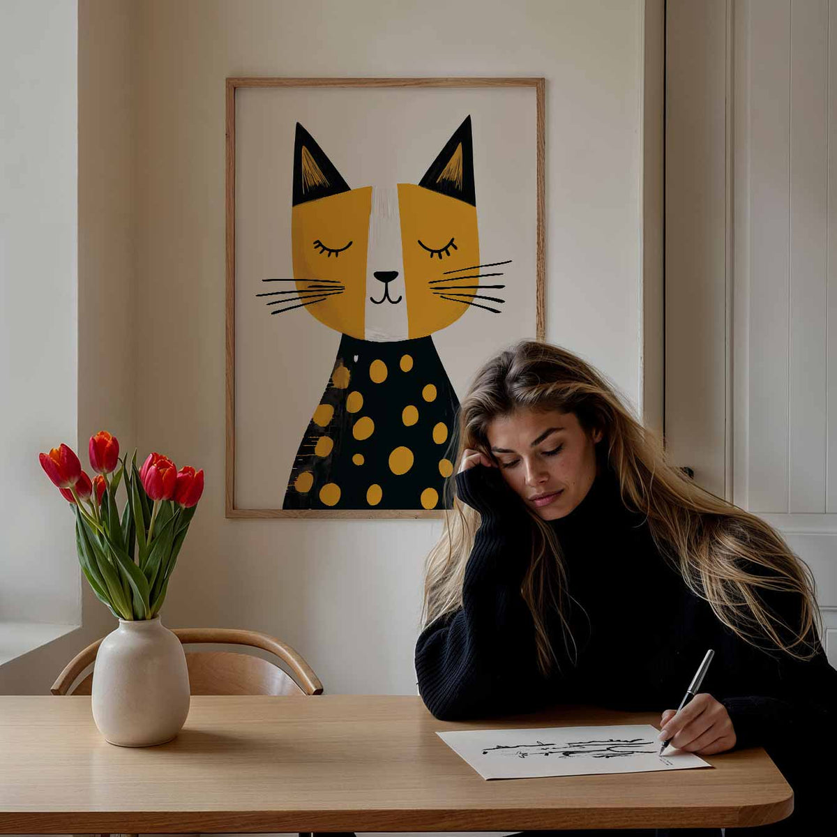 Dromerige Kattenkunst – staande muurposter voor de kinderkamer