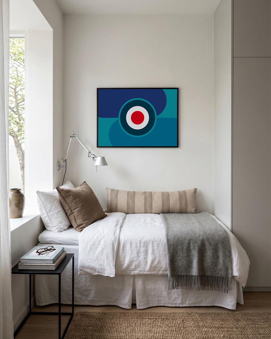 Cirkelvormen en kleur – moderne Bauhaus wandkunst als poster
