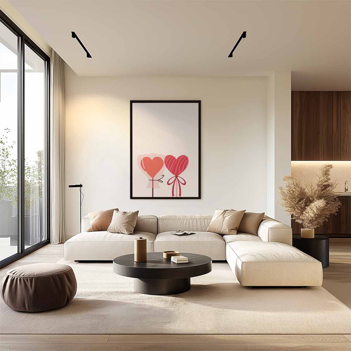 Hart Lollie Illustratie – canvas wanddecoratie in portret formaat