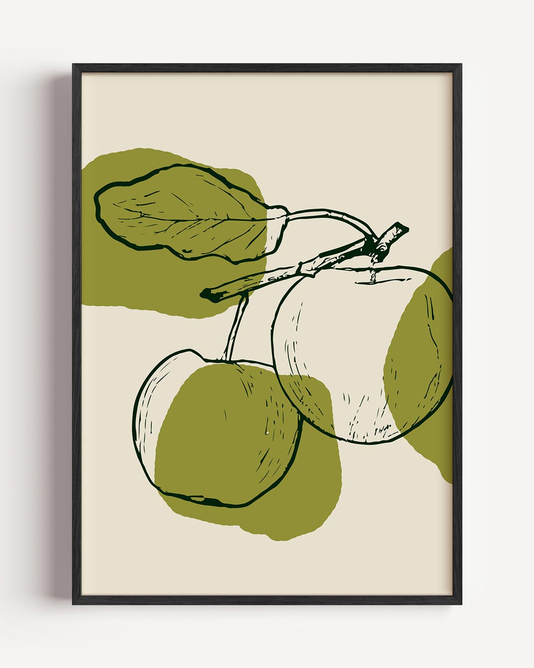 Vintage Groen Fruitprint – bloemen portret poster als wanddecoratie