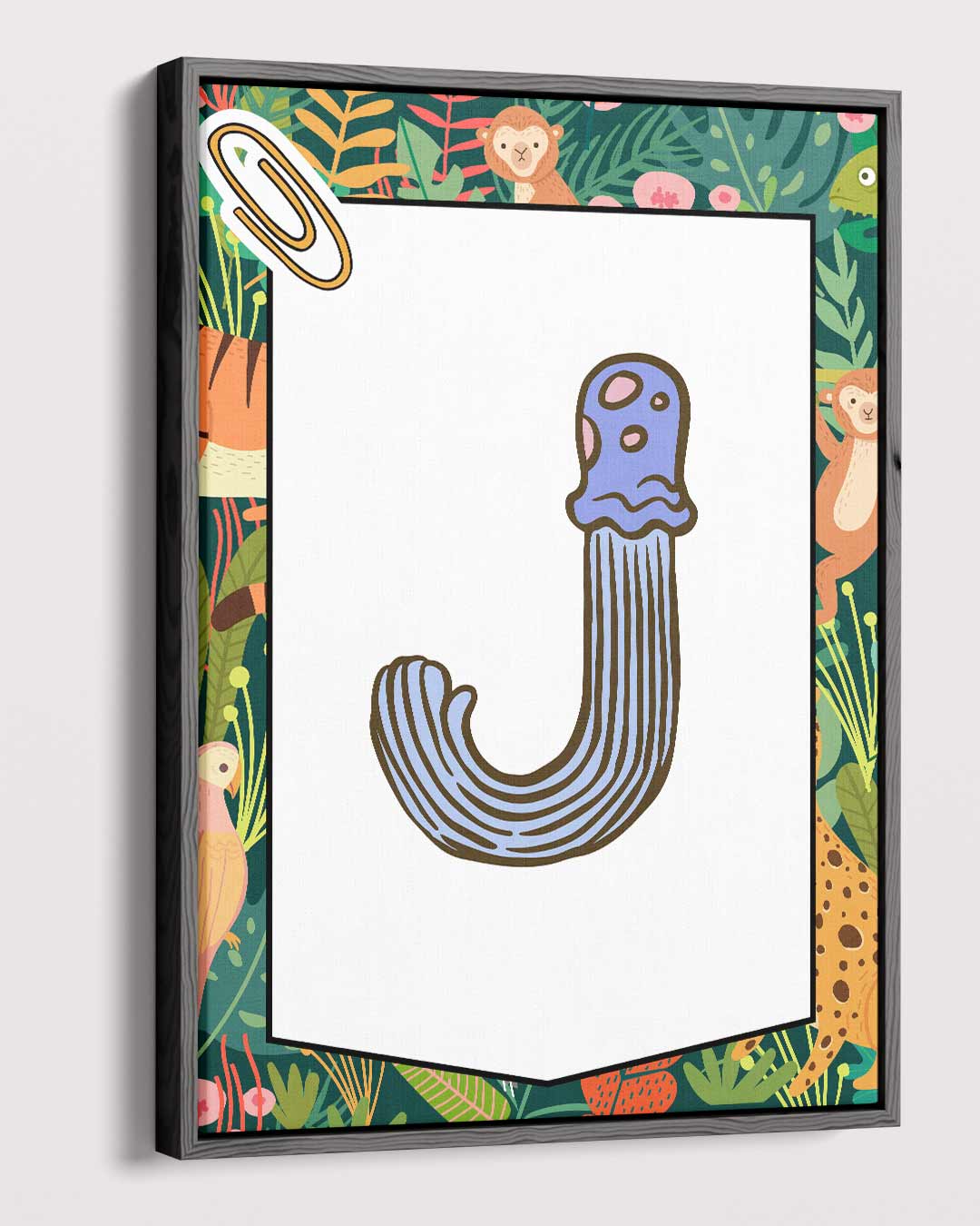 Letter J jungle – plexiglas wanddecoratie in portret formaat