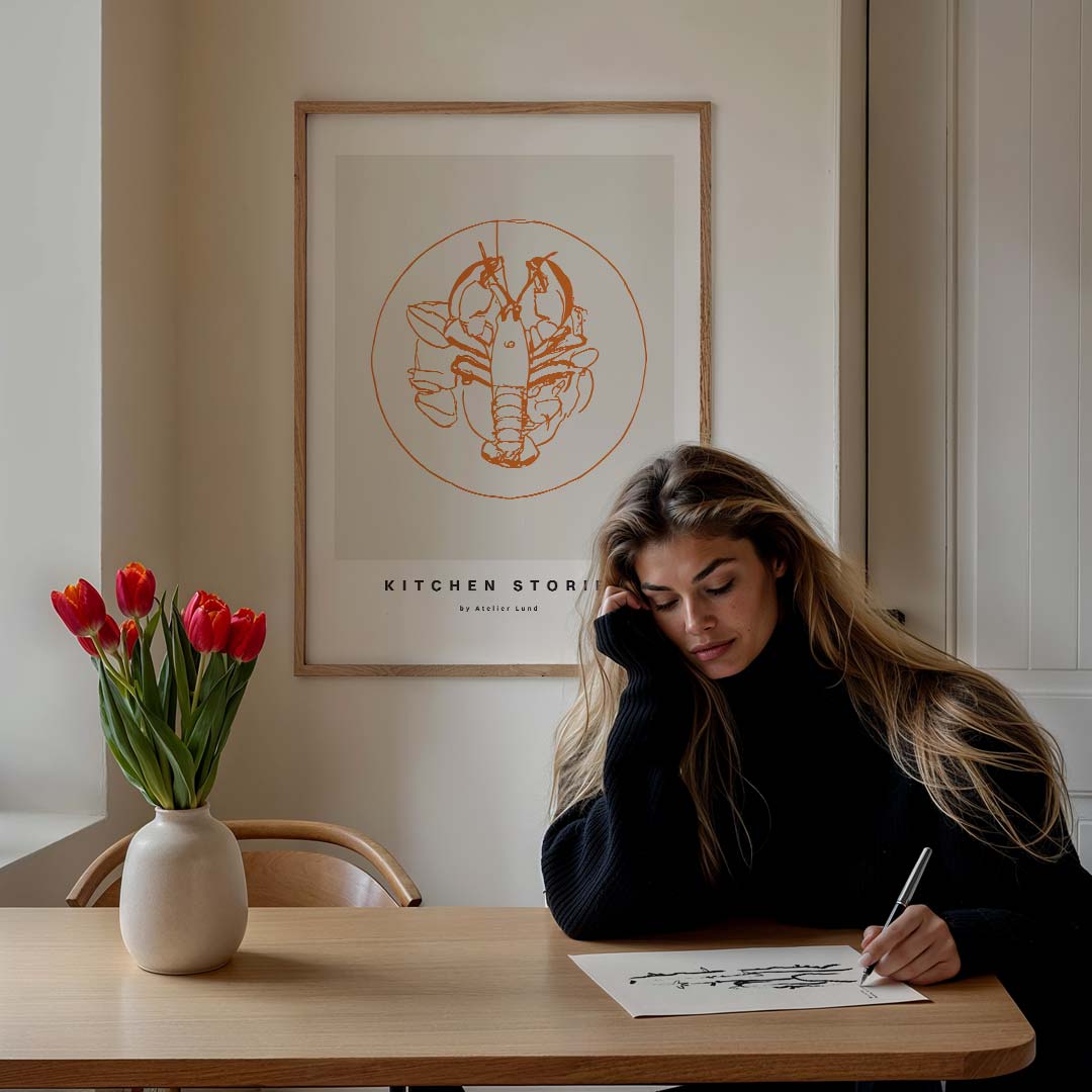 Stijlvolle Kreeft Illustratie – culinaire wandkunst als portret poster