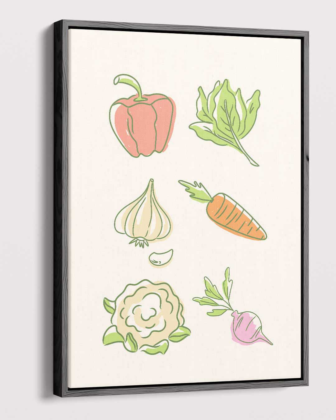 Vrolijke Groenten Illustratie – modern portret kunstwerk van WallArtistic