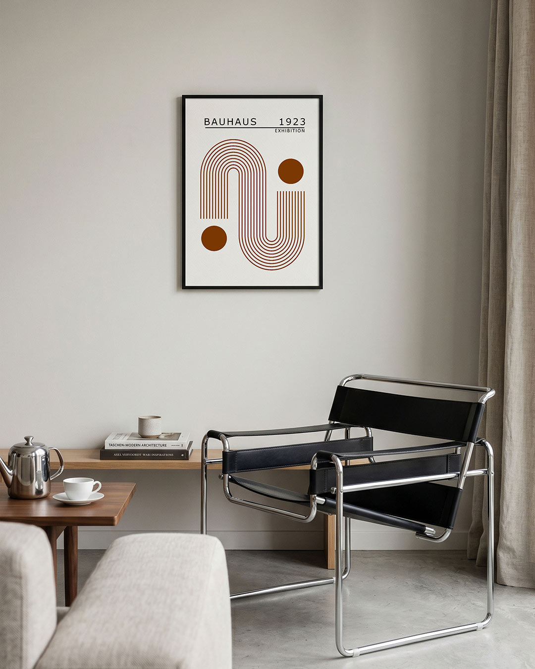 Lijnen en cirkels – geometrische Bauhaus poster in staand formaat