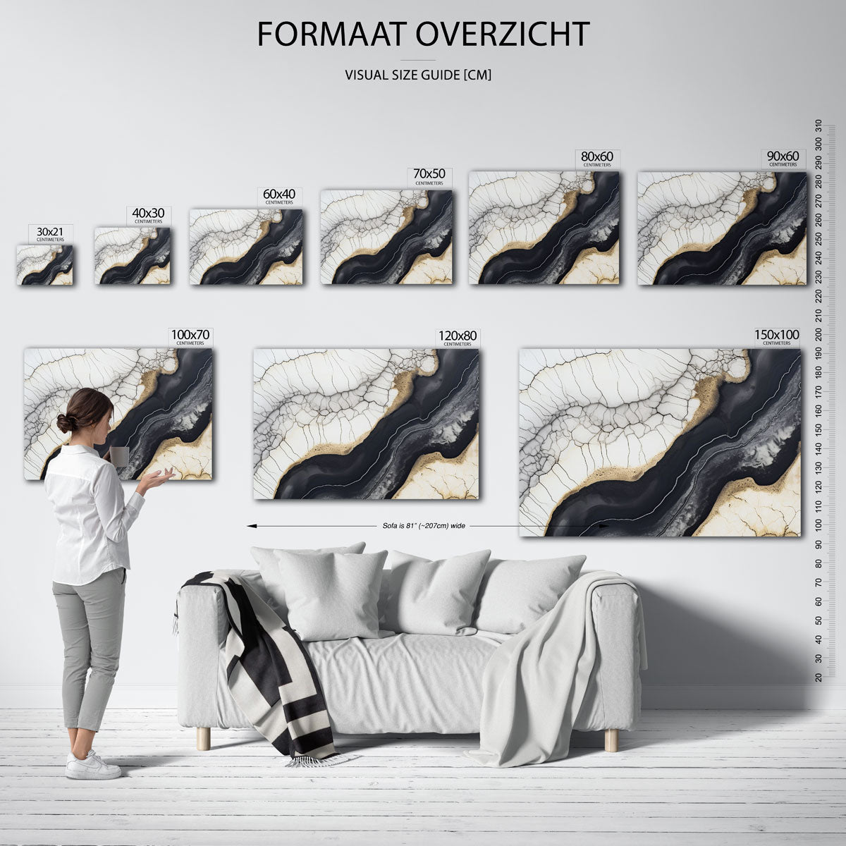 Abstracte lijnen en patronen – liggende muurposter met abstracte vormen