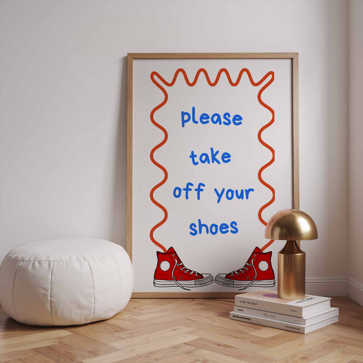 Gezellige Schoenen Uit – staande muurposter met quote