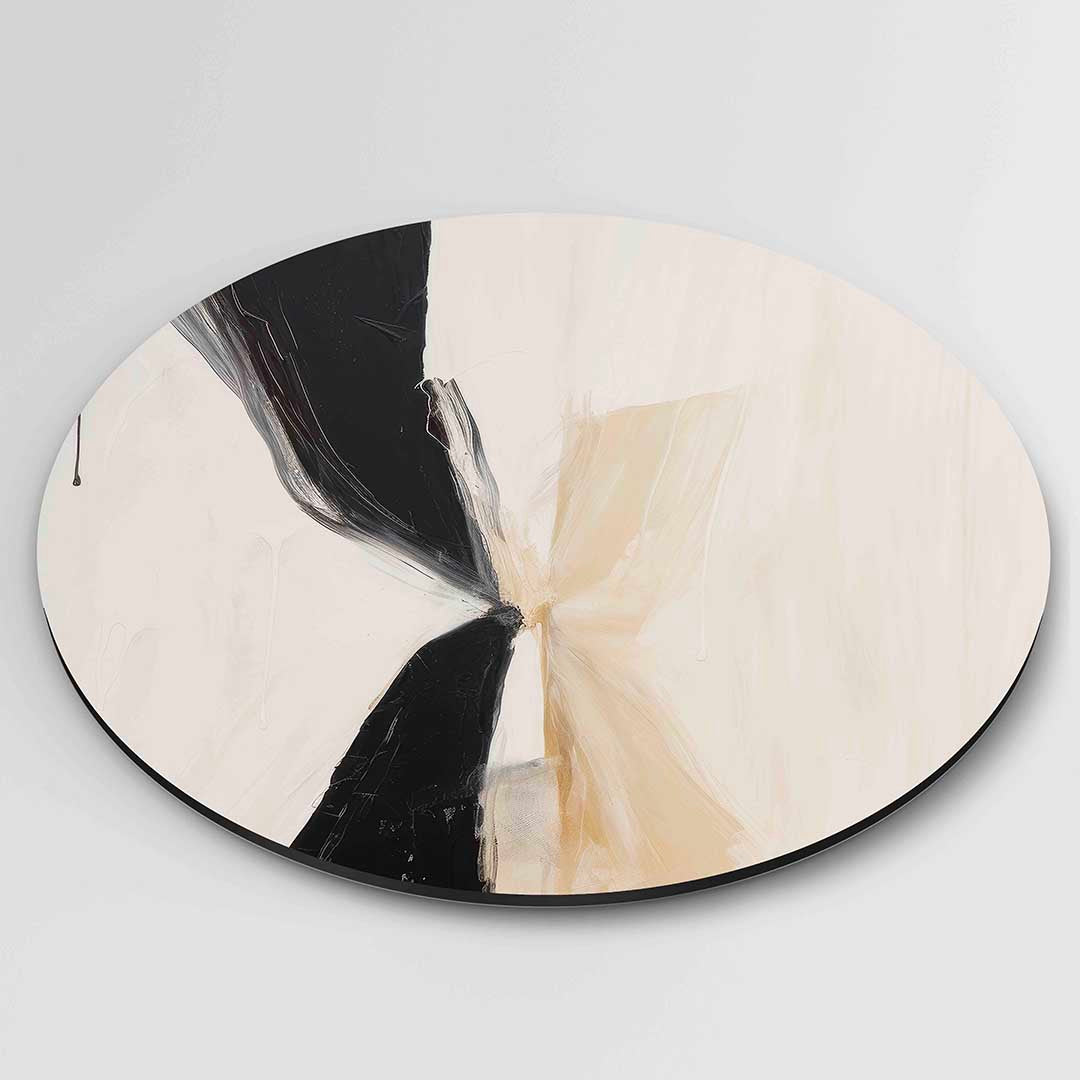 Abstracte zwart en beige – ronde textuur wanddecoratie van WallArtistic